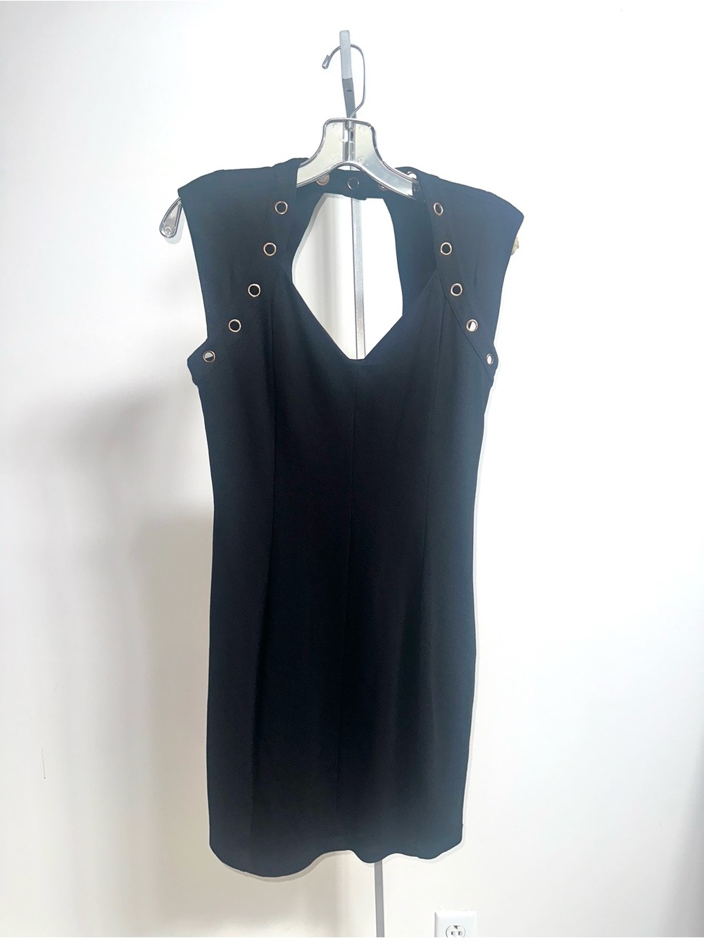Y2K Armani Exchange Black Grommet-Detail Sleeveless Dress